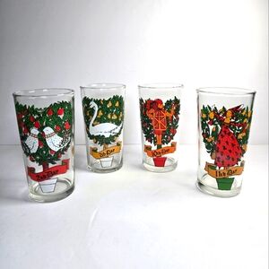 VTG 12 Days of Christmas Set Of 4 Glasses 16 fl oz –2nd, 7th, 10th, 11th Days